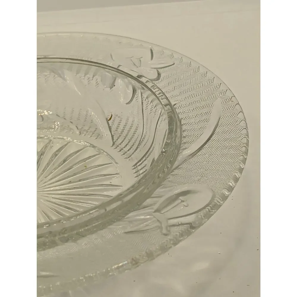 Vintage Jeanette Clear Glass Iris and Herringbone Butter Dish ~ No Lid